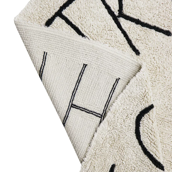 ABC Teppich, Ø 150 cm, natur / schwarz von Lorena Canals 