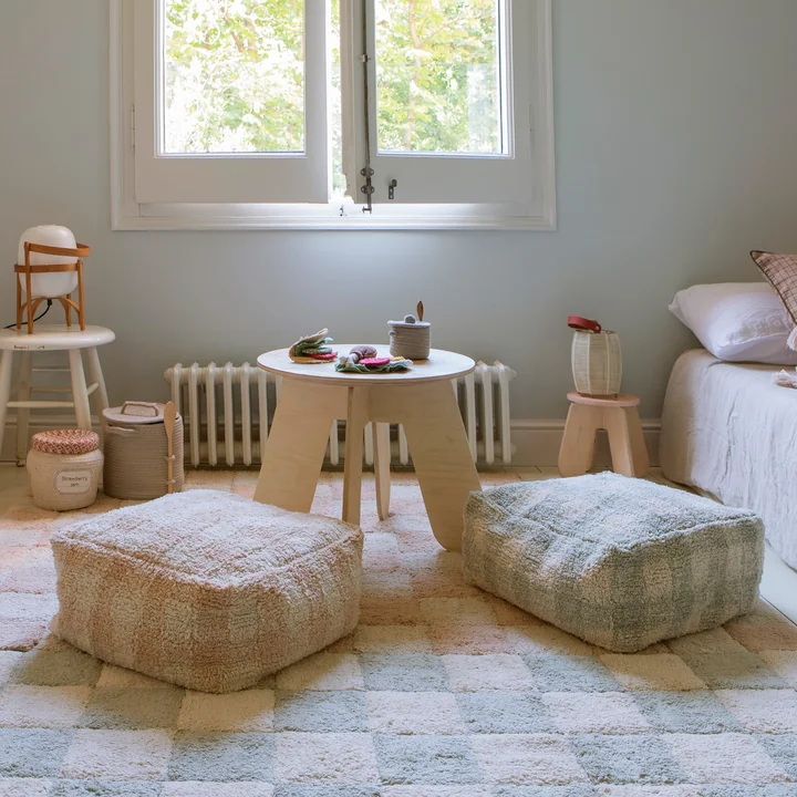 Vichy Pouf, 40 x 40 cm, rose von Lorena Canals