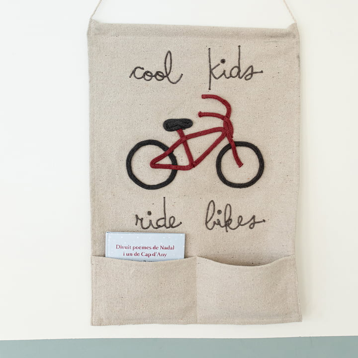 Wandteppich, Cool Kids Ride Bikes, 45 x 70 cm, natur / rot von Lorena Canals