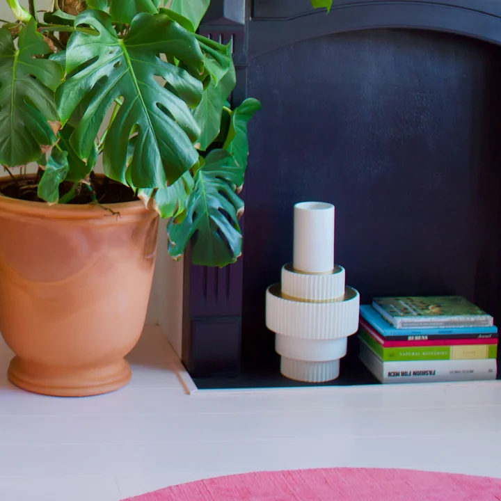 Pols Potten - Gear Vase, L, weiß / gold (matt glasiert)