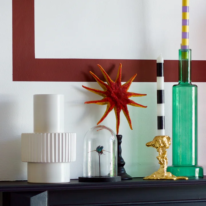 Pols Potten - Gear Vase, S, weiß / gold (matt glasiert)