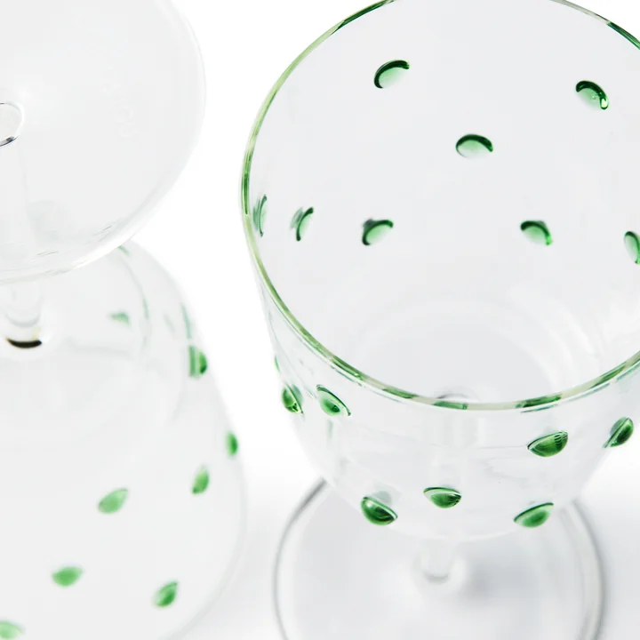 POLSPOTTEN - Nob Weinglas, H 20 cm, olivgrün (2er-Set)