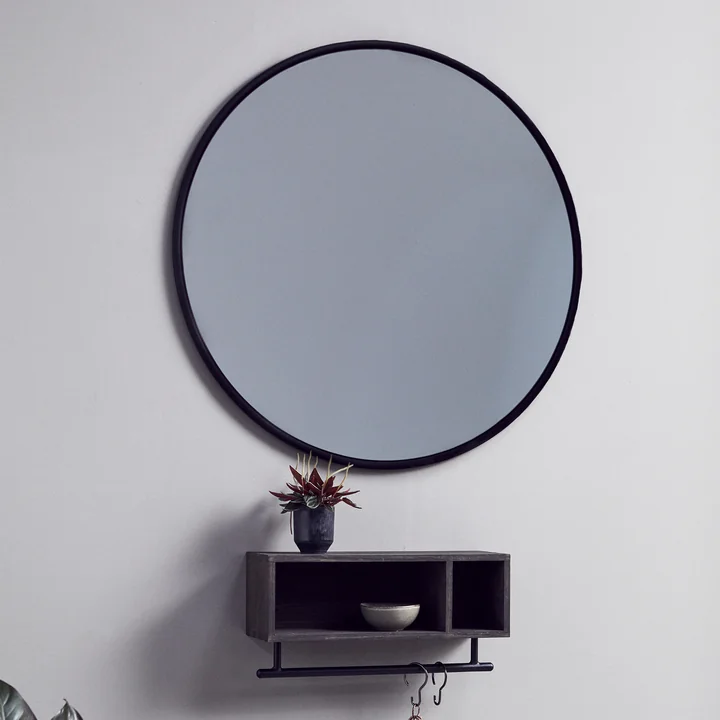 Muubs - Copenhagen Wandspiegel rund Ø 110 cm, schwarz