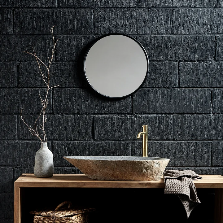 Muubs - Copenhagen Wandspiegel rund Ø 80 cm, schwarz