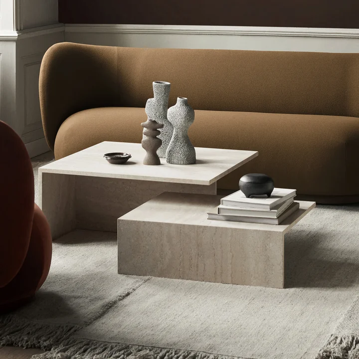 Distinct Grande Duo Couchtisch, Travertin-Stein von Ferm Living
