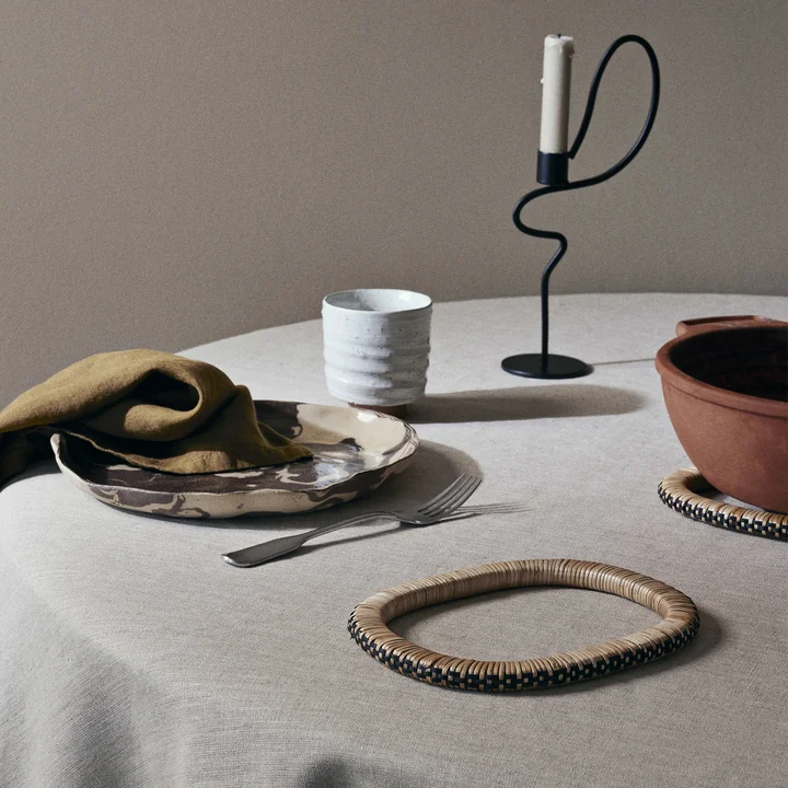 Ferm Living - Weave Untersetzer, natural / schwarz ( 2er Set)