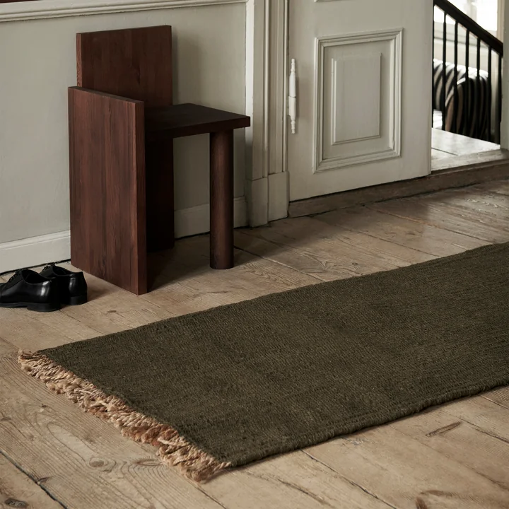 Ferm Living - Block Runner, 80 x 200 cm, schwarz / natur