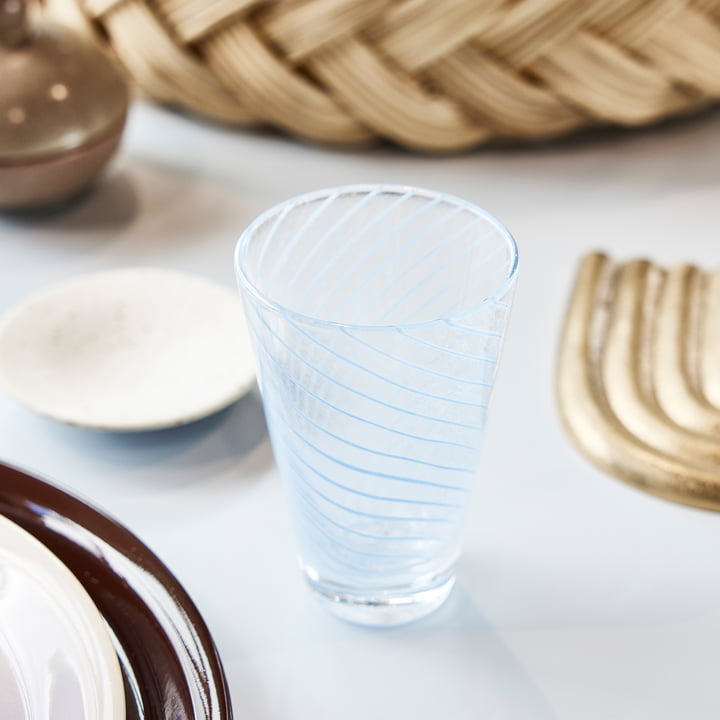 OYOY - Yuka Swirl Trinkglas, blau