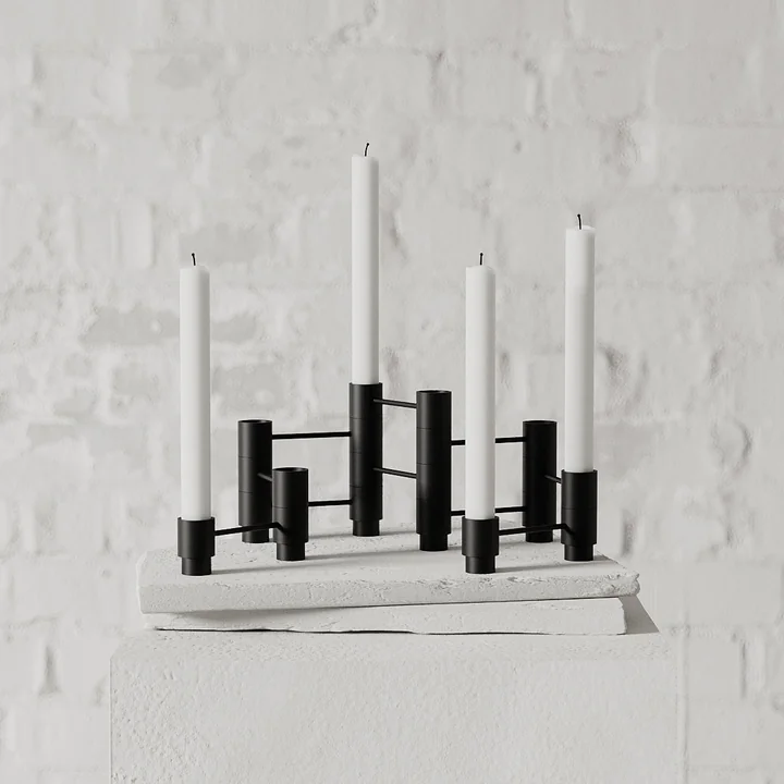 Kerzenhalter Structure, schwarz von Nichba Design