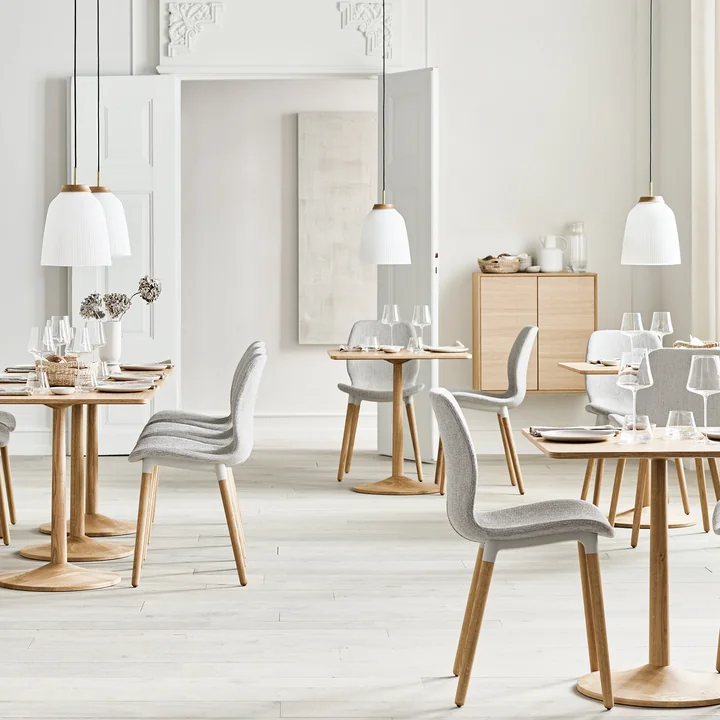 Campa Pendelleuchte, Eiche geölt / Messing antik / Opalglas von Bolia