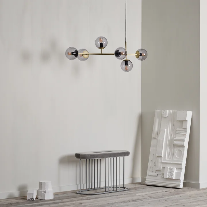 Bolia - Orb Stabpendelleuchte, Messing antik matt / rauchgrau