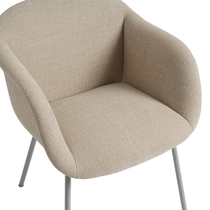 Muuto - Fiber Soft Armchair, grau / beige (Stoff Kvadrat Ecriture 240)