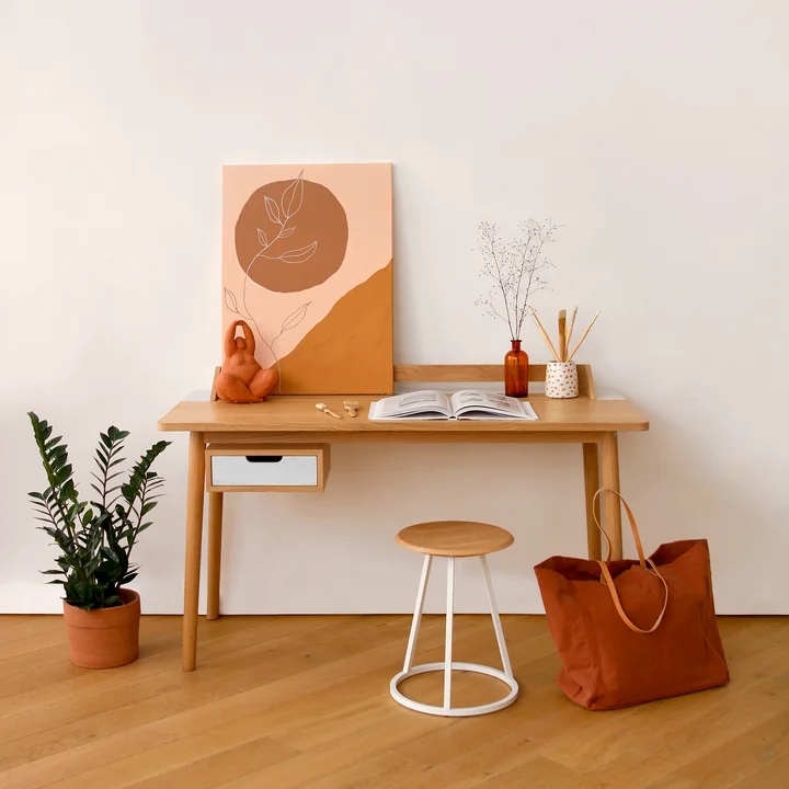 Hartô - Honoré Schreibtisch, Eiche natur / weiß