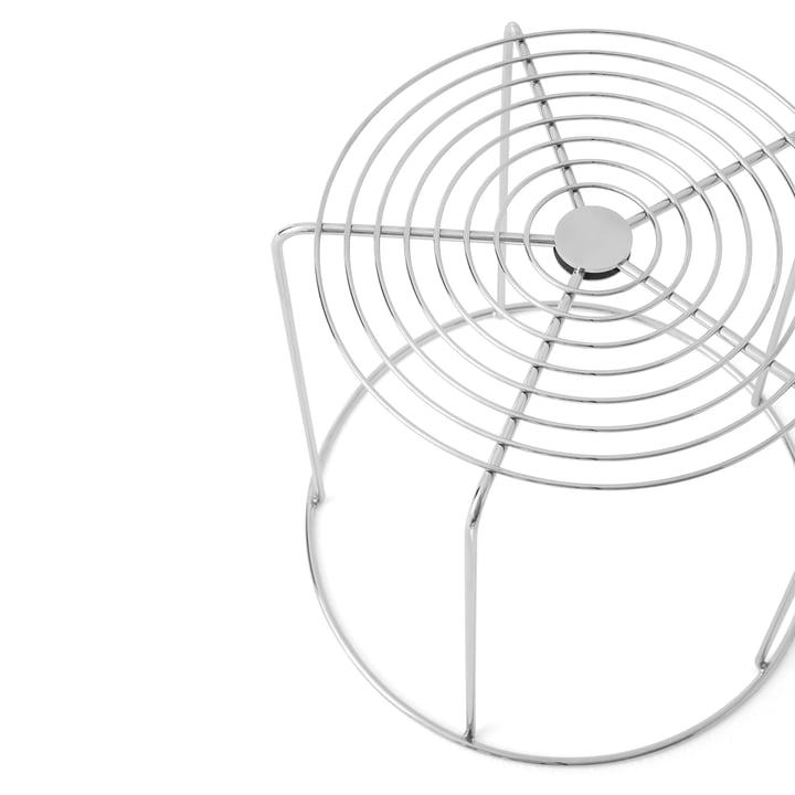 Wire Hocker mit Sitzauflage VP11, Edelstahl von &Tradition
