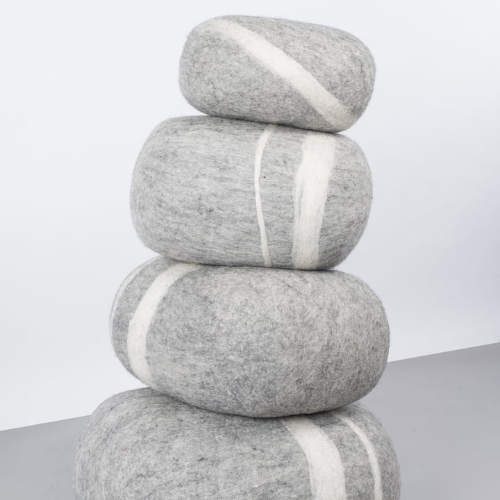 myfelt - Kieselstein Pouf Carl hellgrau meliert