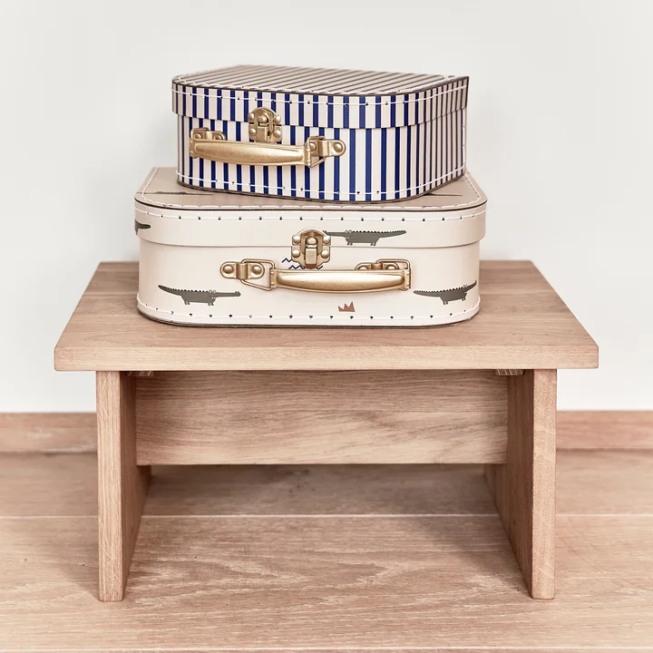 Toucan & Stripe Mini-Koffer und Arca Hocker, Eiche von OYOY Mini