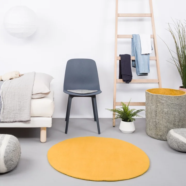 myfelt - Klara Filzteppich, rund, senfgelb