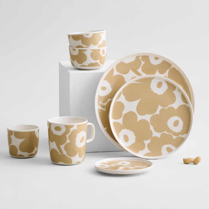 Marimekko - Oiva Unikko Teller, Ø 25 cm, weiß / beige