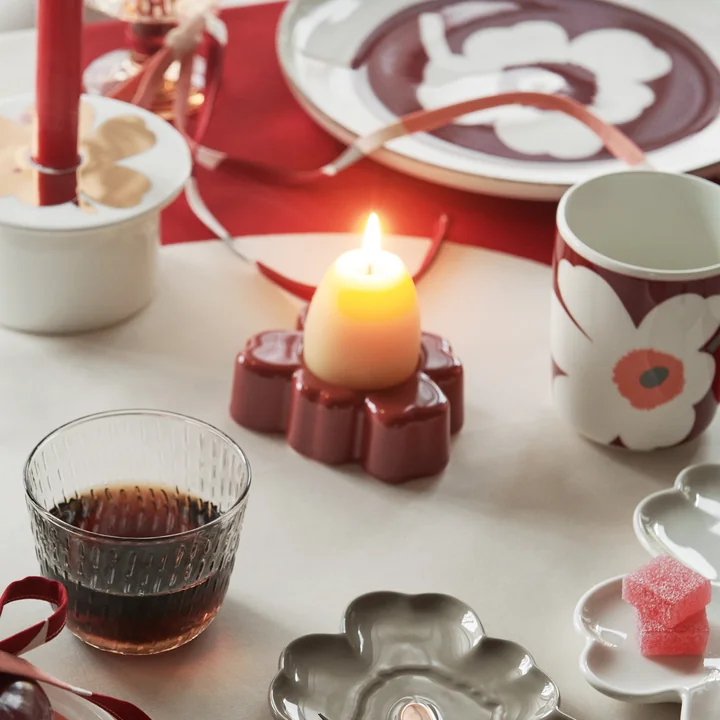 Unikko Teelichthalter, reddish brown von Marimekko