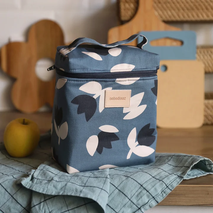 Hyde Park Lunch Bag, blue black tulips von Nobodinoz