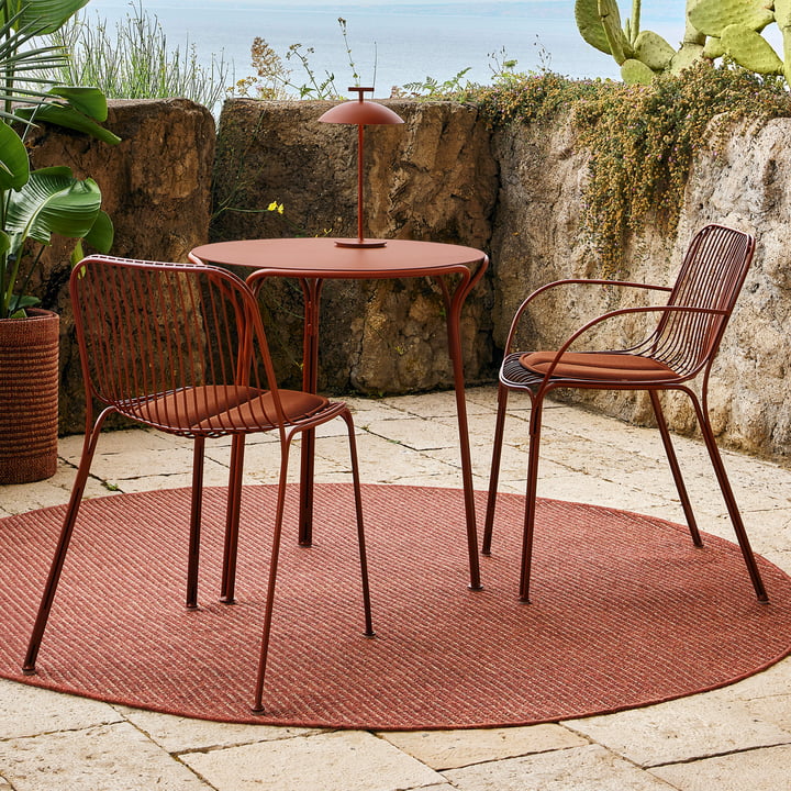 Kartell - Hiray Gartentisch, Ø 60 cm, rostrot