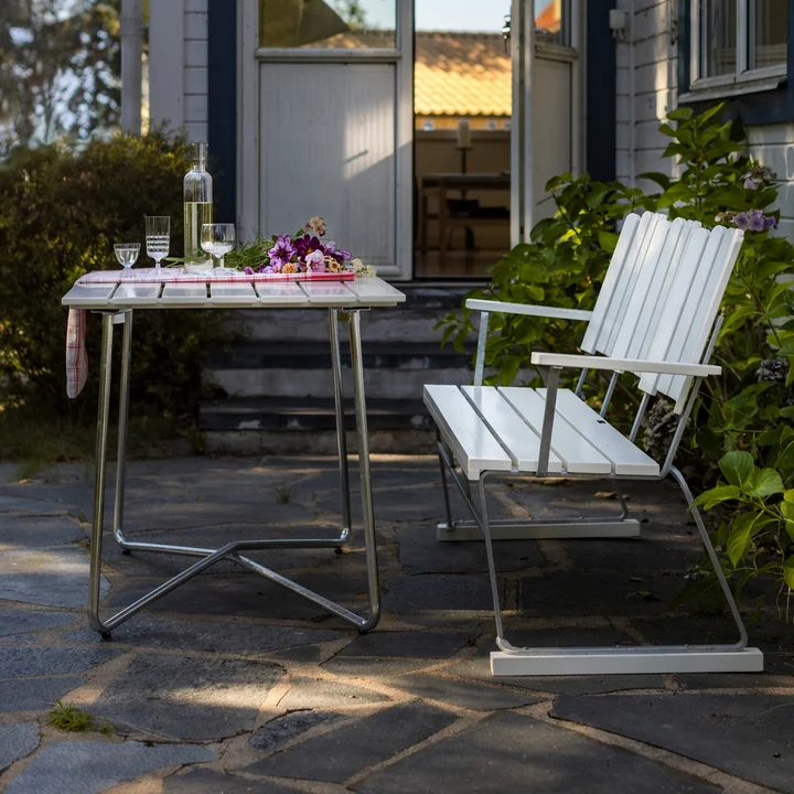 B25A 120 Gartenesstisch 120 x 70 cm, Eiche weiß lackiert von Grythyttan