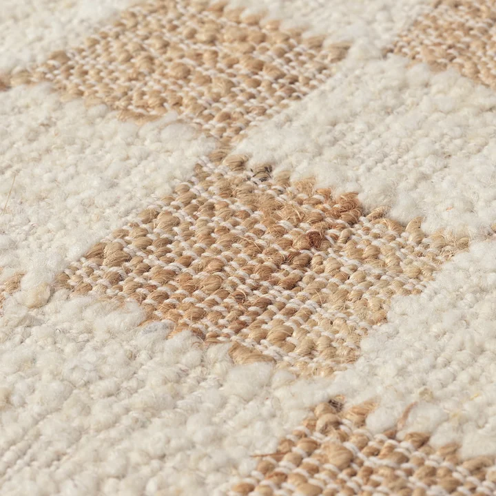 Ferm Living - Check Woll-Jute Teppich, off-white / natural