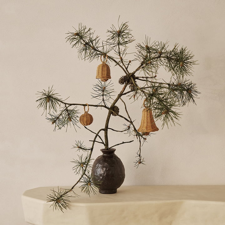 Geflochtene Glocken-Kugeln, natur (3er-Set) von Ferm Living