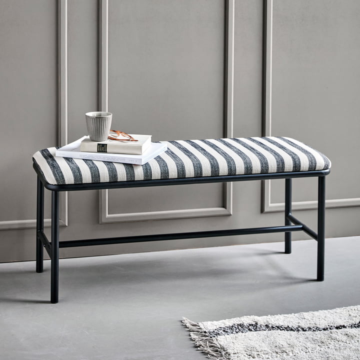 House Doctor - Toda Bank, 100 x 39 x 45 cm, schwarz/offwhite