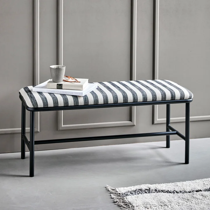 House Doctor - Toda Bank, 100 x 39 x 45 cm, schwarz/offwhite