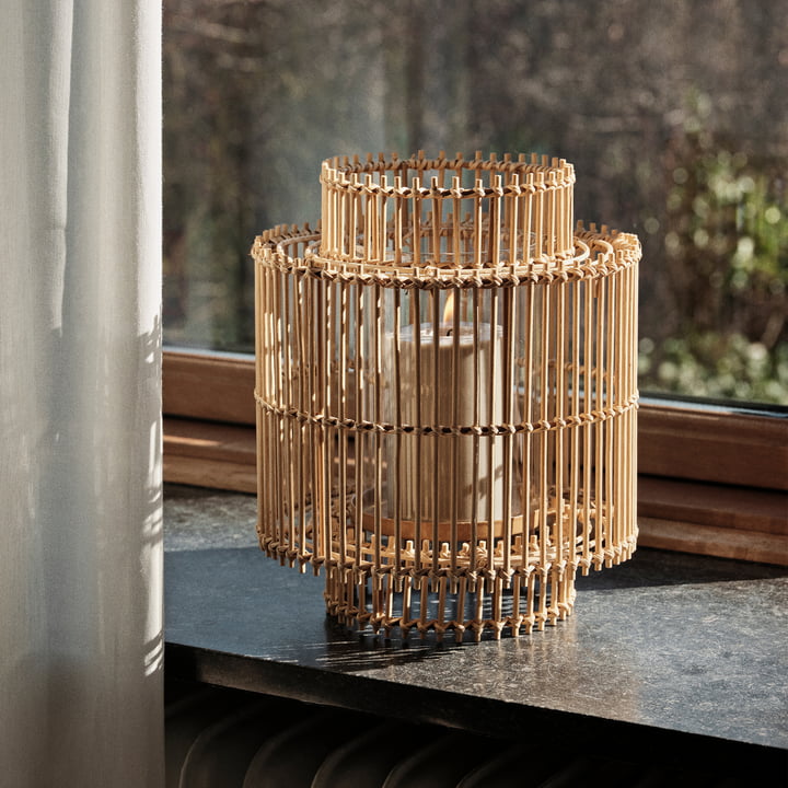 Kajsa Laterne, Ø 20 cm x H 23.5 cm, Bambus / Glas von Broste Copenhagen