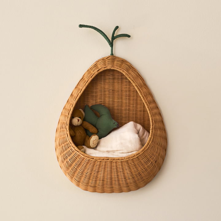 ferm Living - Pear Wandtasche geflochten, rattan