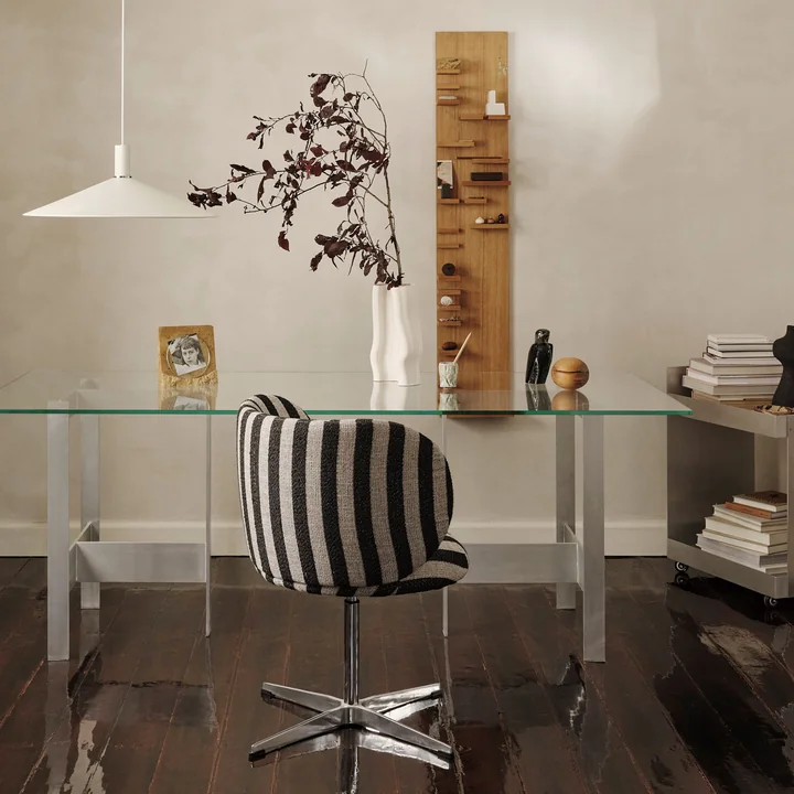 Ferm Living - Lager Esstisch, 200 x 90 cm, Glas / Aluminium