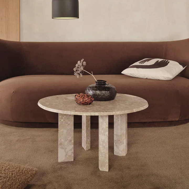 Ferm Living - Taula Couchtisch, H 35 x Ø 67 cm, Marmor, sand