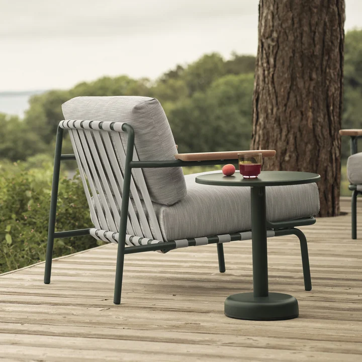Muuto - Settle Outdoor Lounge Chair, grün / dunkelgrün (Stoff Ribbed Weave 2)