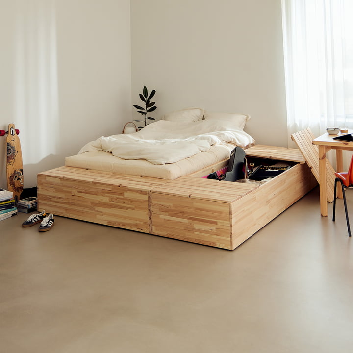 Karup Design - Basement Bett, Kiefer klar inkl. Strauraumbank