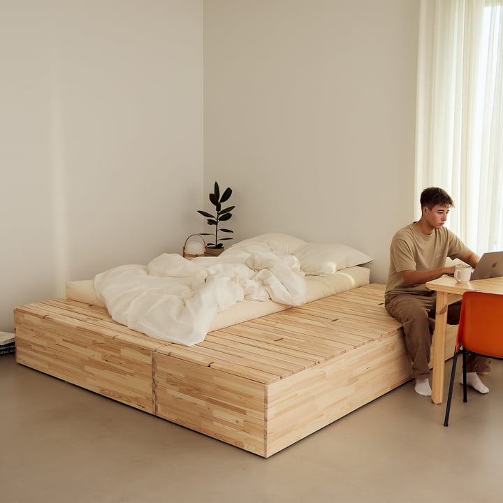 Karup Design - Basement Bett, Kiefer klar inkl. Strauraumbank