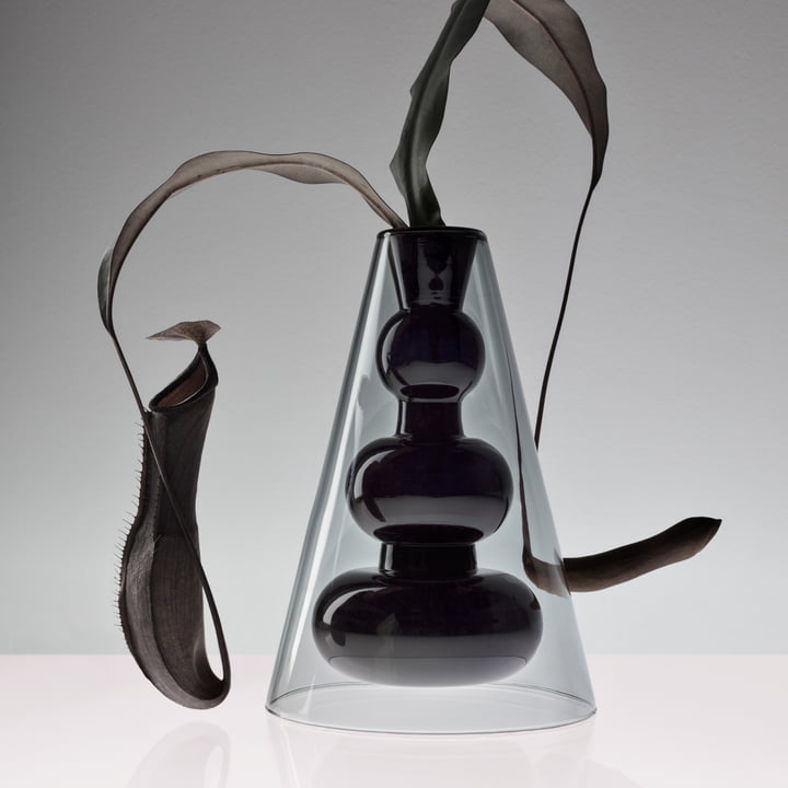 Tom Dixon - Bump Vase Cone, grau / schwarz