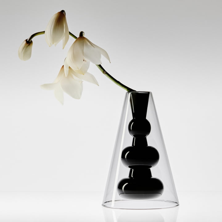 Tom Dixon - Bump Vase Cone, grau / schwarz