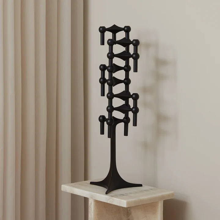 Stoff Nagel - Kerzenständer, H 23 cm, chrom