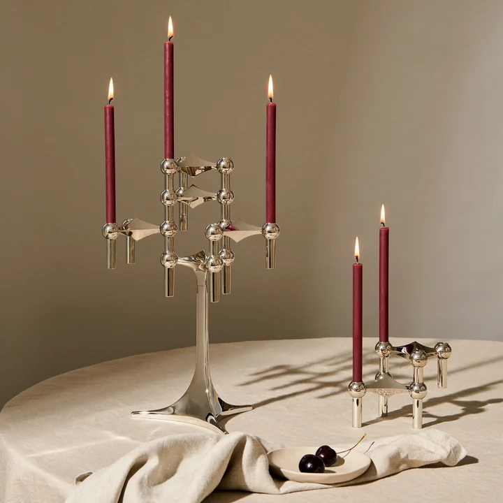 Stoff Nagel - Kerzenständer, H 23 cm, chrom