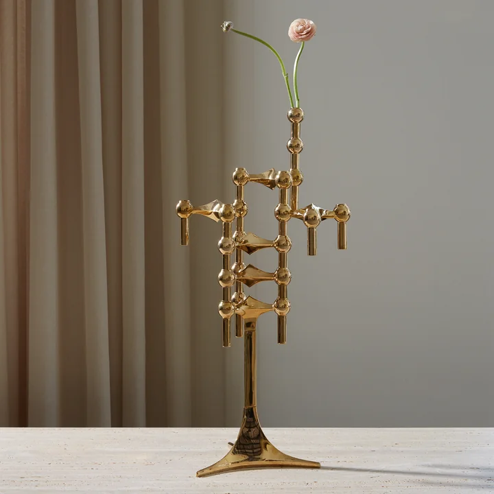 Stoff Nagel - Vase, Kerzenständer H 23 cm, Messing