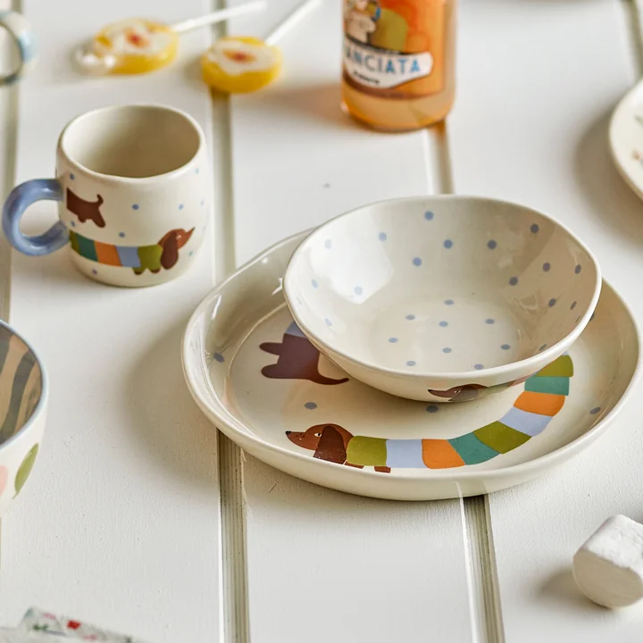 Bloomingville Mini - Charlie Geschirr-Set, mehrfarbig (3-tlg.)
