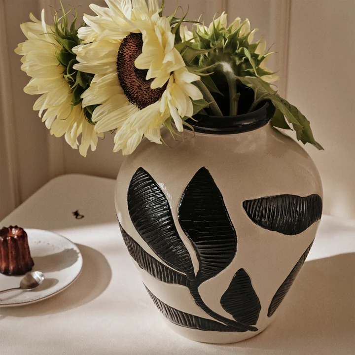 Broste Copenhagen - Herbert Vase, schwarz / rainy day grey