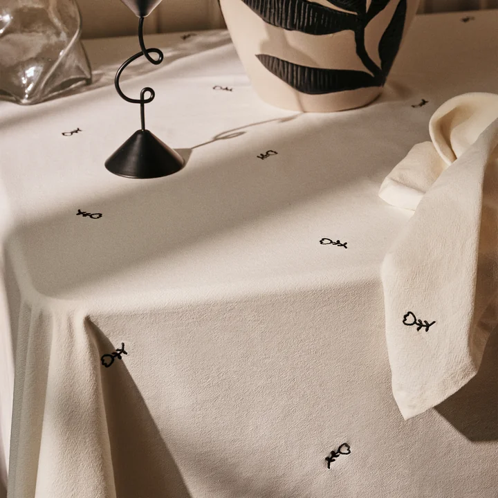 Broste Copenhagen - Mai Tischdecke, schwarz / off-white