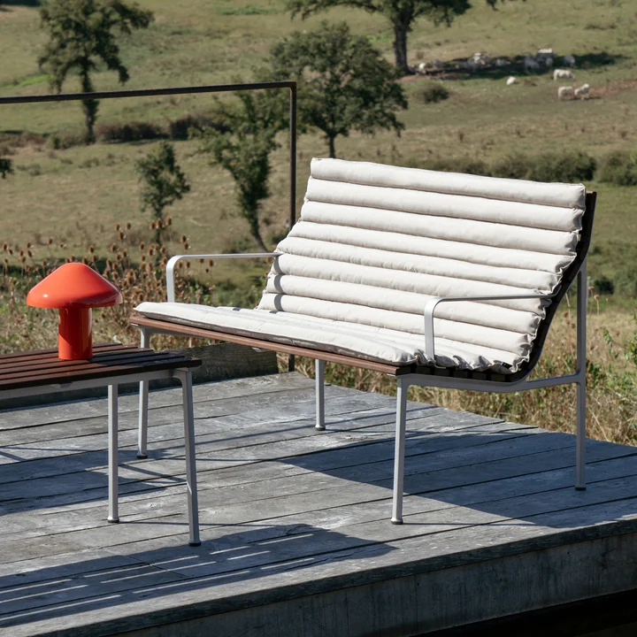 HAY - Traverse Lounge Bench, mit Armlehnen, aluminium / Esche geölt