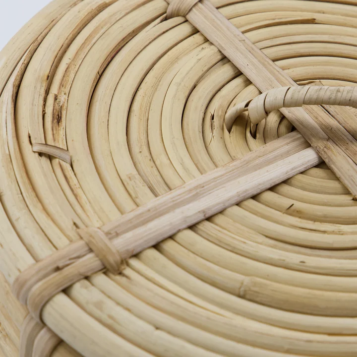 House Doctor - Round Aufbewahrungskorb mit Deckel, Rattan (2er-Set)