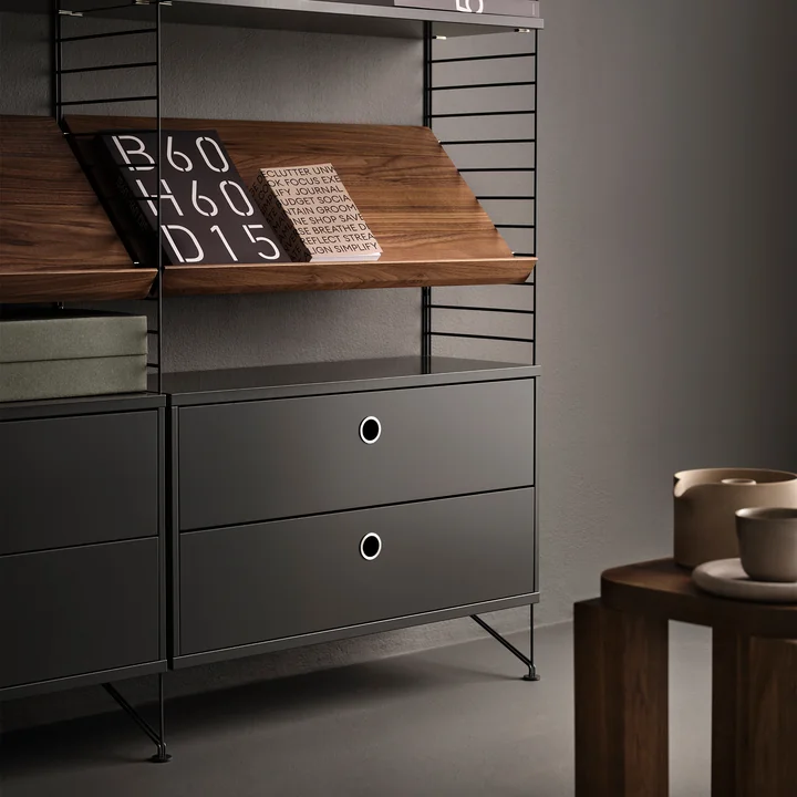 String - Schrankmodul mit Schubladen 78 x 30 cm, dunkelgrau