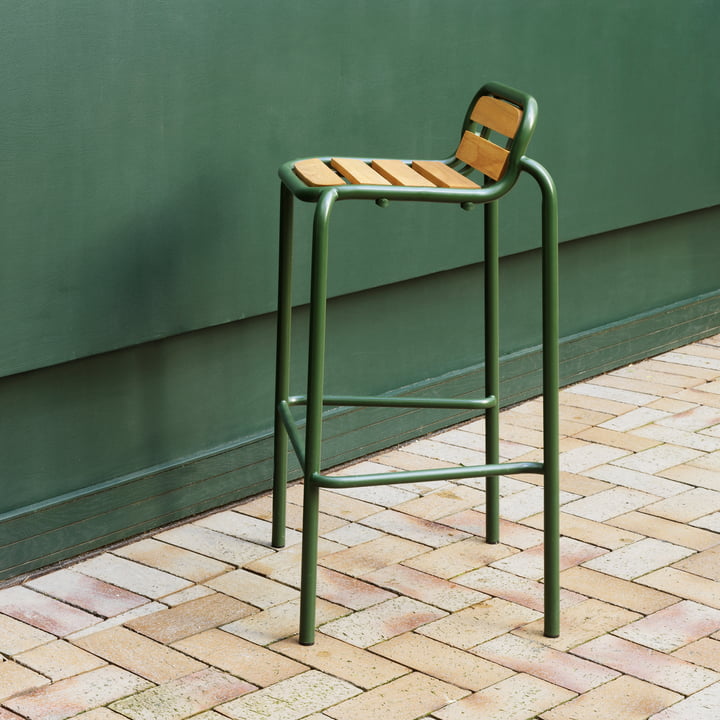Normann Copenhagen - Vig Barstuhl, H 75 cm, dunkelgrün / robinie