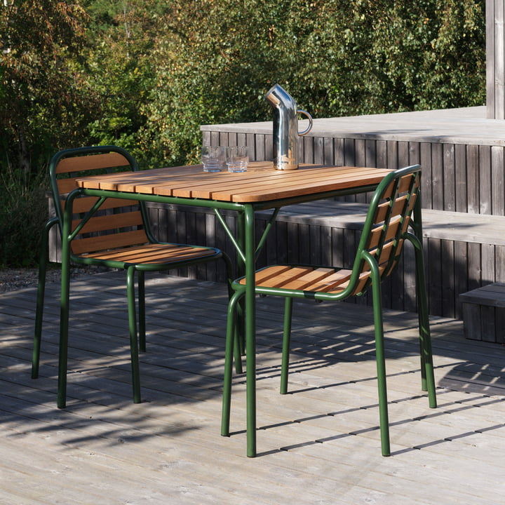 Normann Copenhagen - Vig Stuhl, Vig Tisch, dunkelgrün / robinie